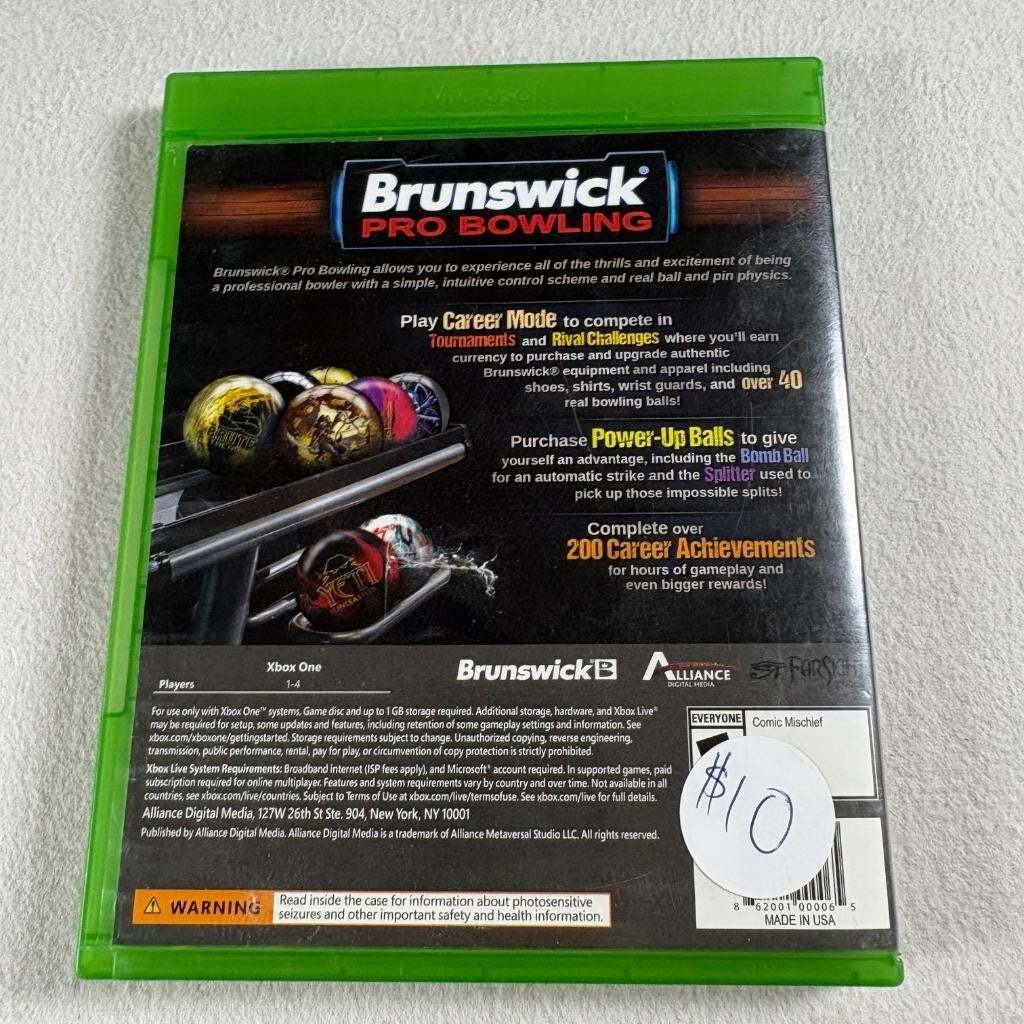 Brunswick Pro Bowling Xbox One Game with Case Tested