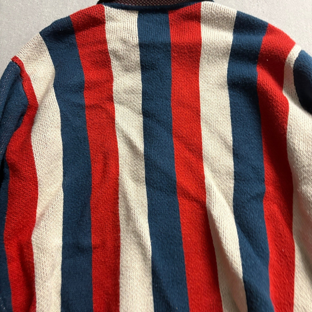 Playboy by PacSun Cardigan Sweater Womens Large Red White Blue Striped Knit