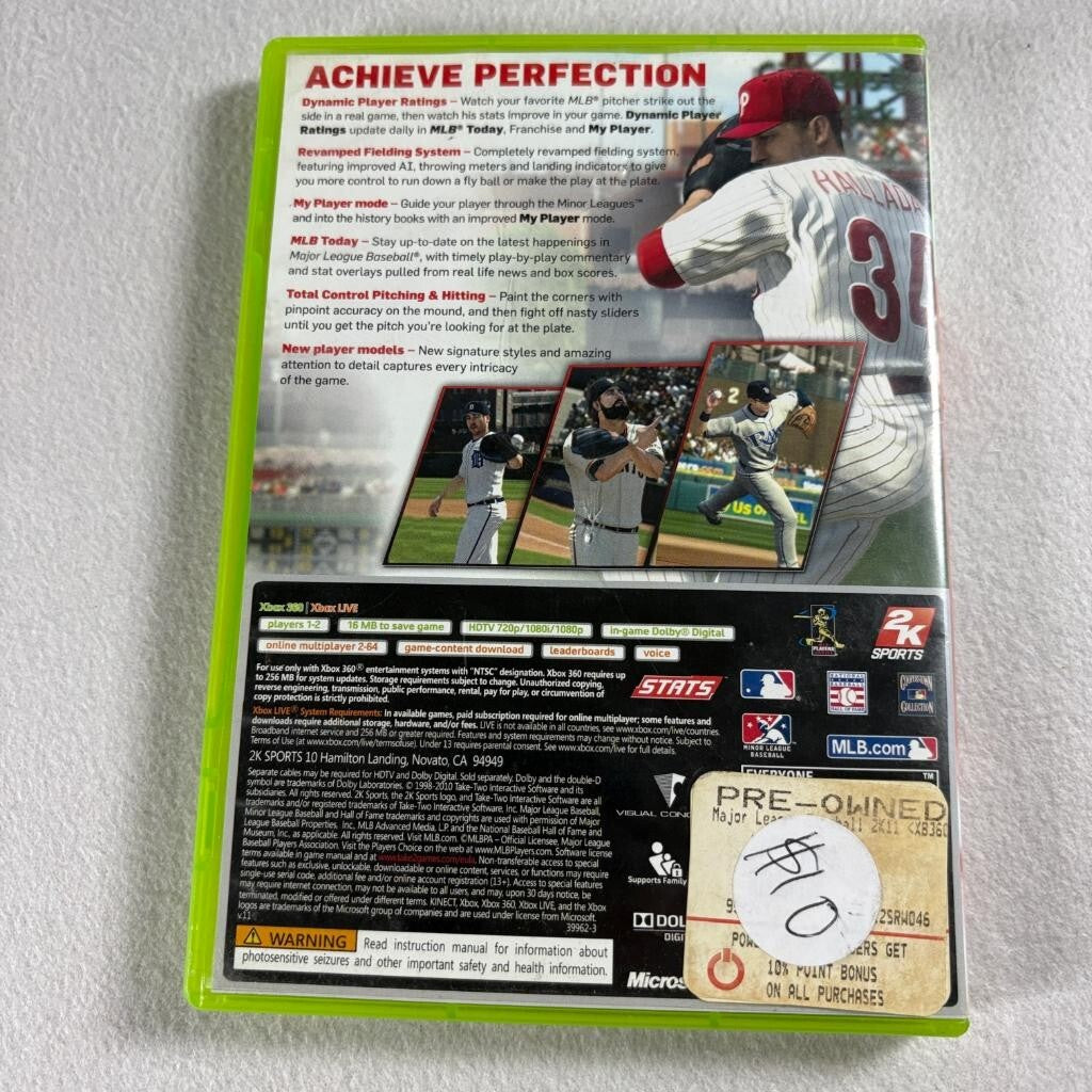 Major League Baseball 2K11 Xbox 360 MLB 2K11 Sports Game Roy Halladay Cover