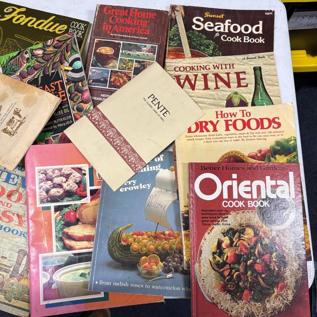 Vintage Cookbook Lot of 18 Retro Cook Books Mexican Fondue Seafood Oriental
