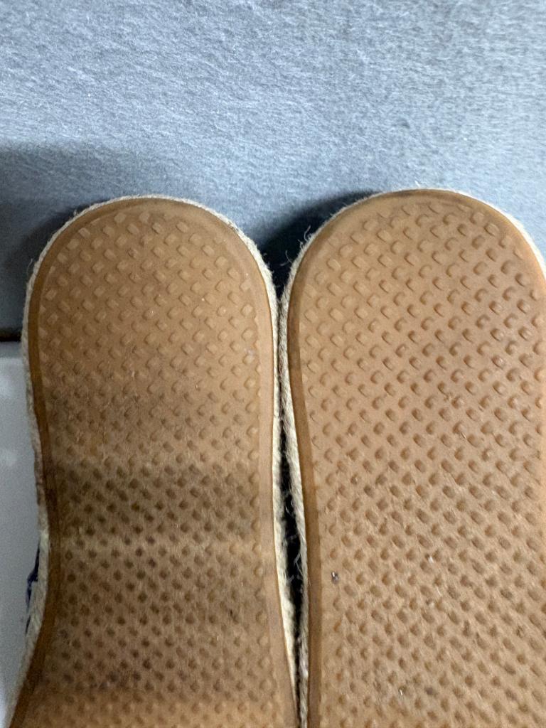 TOMS Alpargata Espadrille Flats Womens Size 6.5 Blue White Geometric Slip On