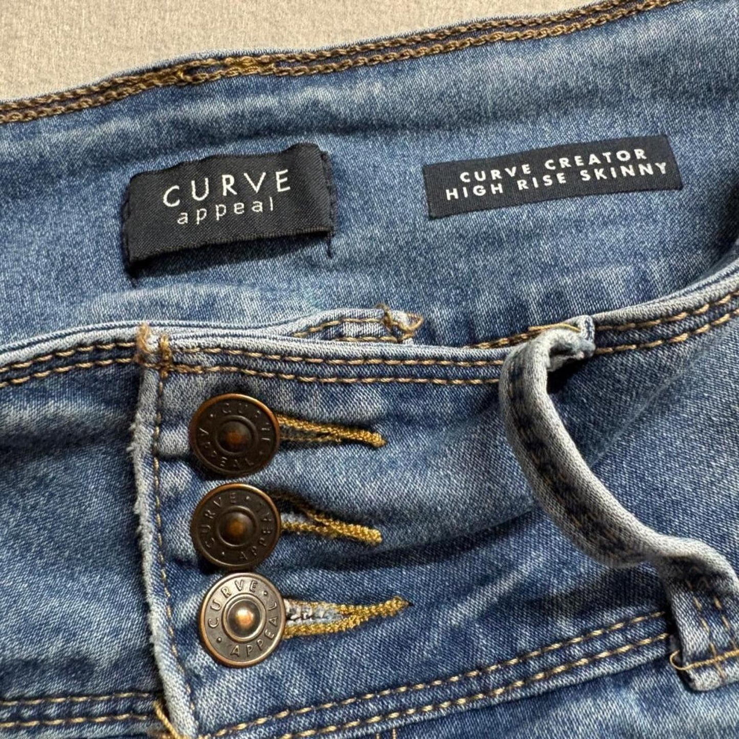 Curve Appeal High Rise Skinny Jeans Womens Size 12/31 Blue Denim Curve Creator
