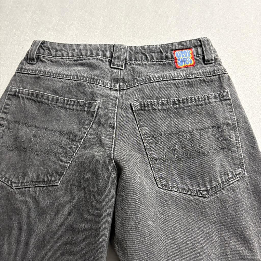 Grip Rap Jeans Womens 28 Black Denim Wide Leg Baggy Skate Y2K Grunge