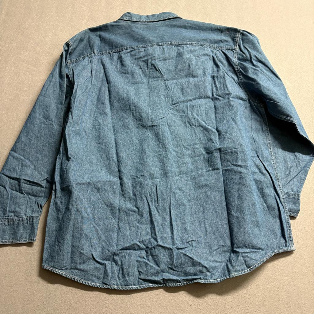Basic Editions Denim Shirt Mens XL Blue Long Sleeve Button Up Vintage Kmart NWT