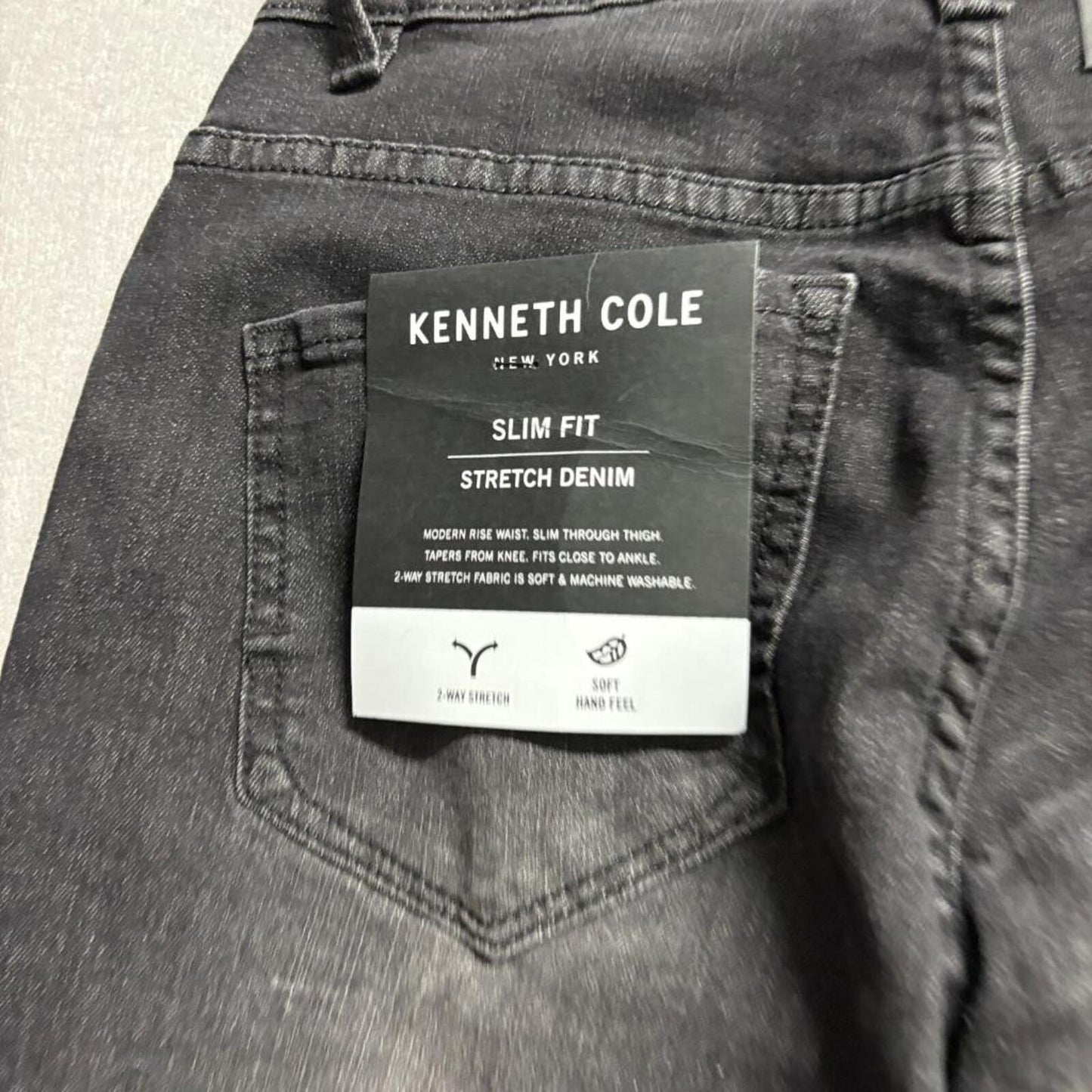 Kenneth Cole New York Slim Fit Jeans Mens 28x30 Black Stretch Denim NWT