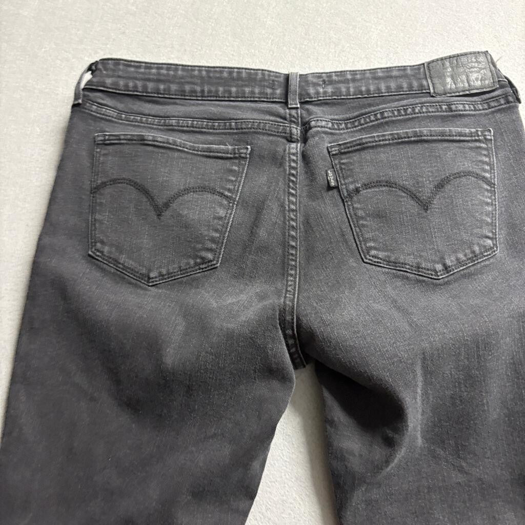 Levis 711 Skinny Jeans Womens 32 Gray Black Denim Stretch Pants Inseam 26