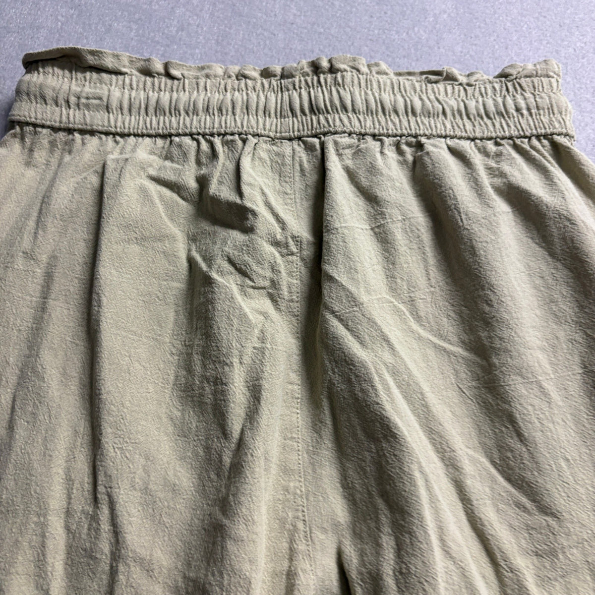 Unbranded Linen Cotton Wide Leg Pants Womens Small Green Drawstring Elastic