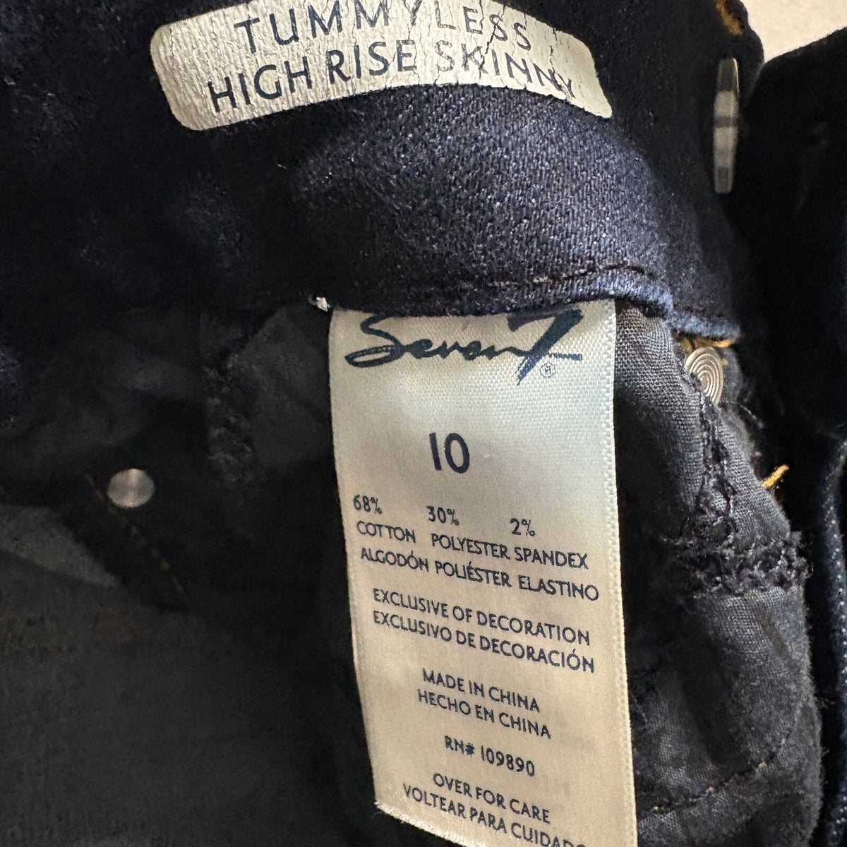Seven7 Womens Tummyless High Rise Skinny Jeans Size 10 Dark Wash Stretch Denim