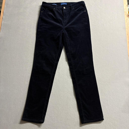 Talbots Corduroy Pants Womens 8 High Waist Straight Leg Navy Blue Stretch