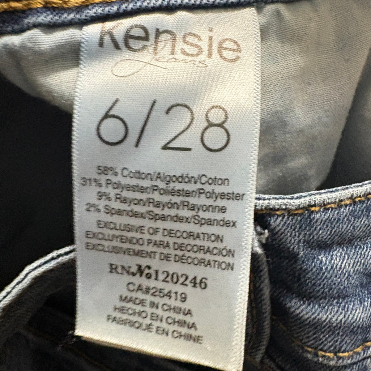 kensie Jeans Womens Size 6 28 The Flare Crop Blue Raw Hem Stretch Denim Pants
