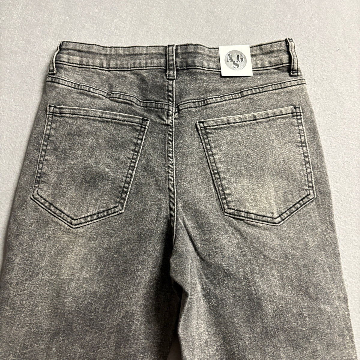 AGS Premium Denim Jeans Womens 5 Gray Distressed Ripped High Rise Skinny Stretch