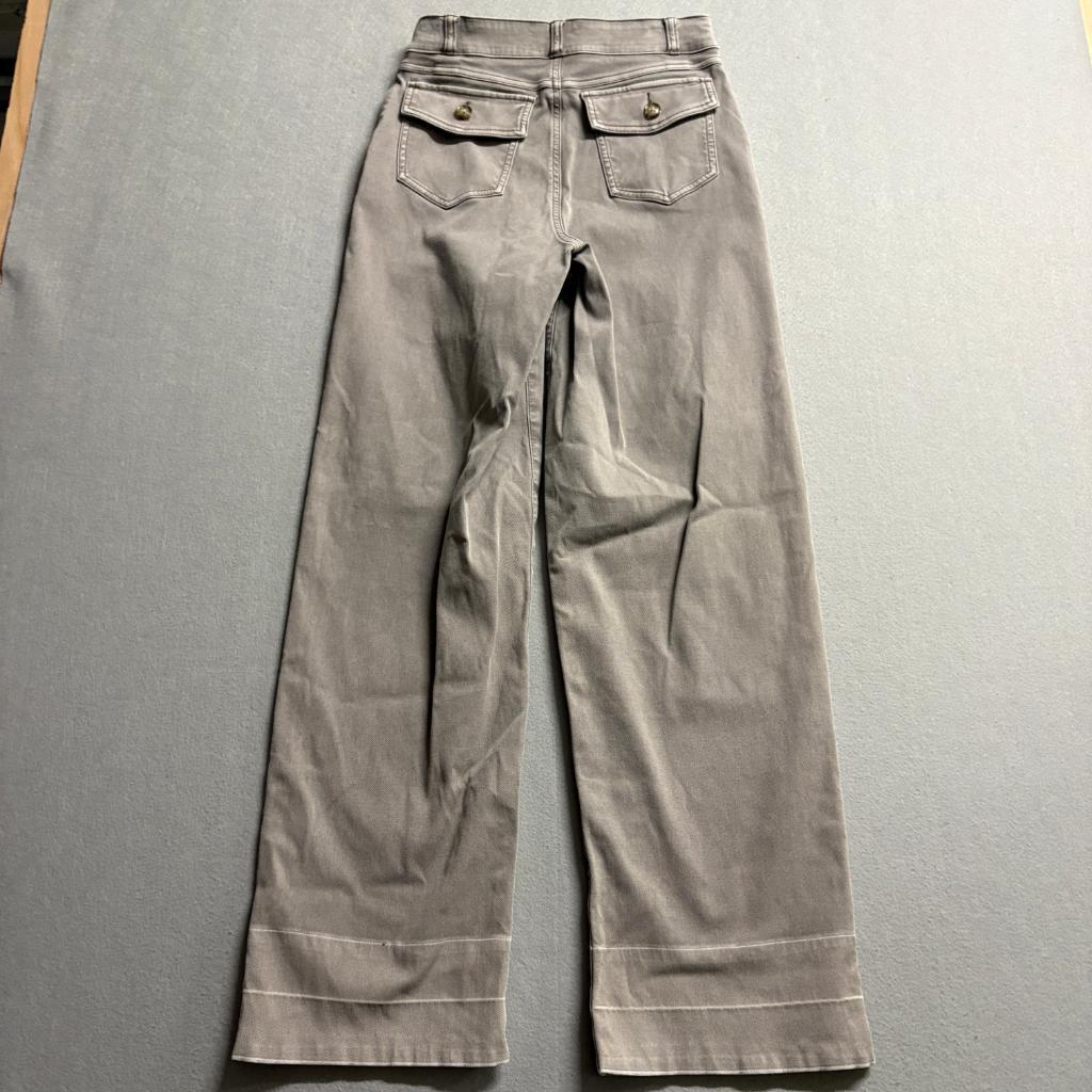 Spanx Stretch Twill Wide Leg Pants Womens Small Gray Pull On High Rise Cropped