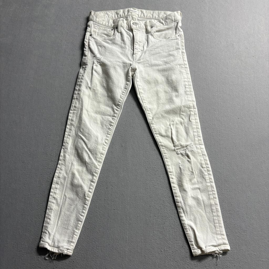 Moussy Vintage Skinny Jeans Womens 27 Off White Distressed Frayed Hem Stretch