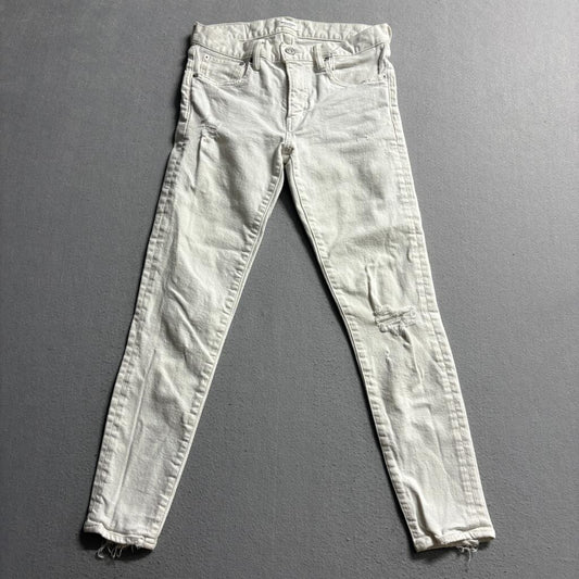 Moussy Vintage Skinny Jeans Womens 27 Off White Distressed Frayed Hem Stretch