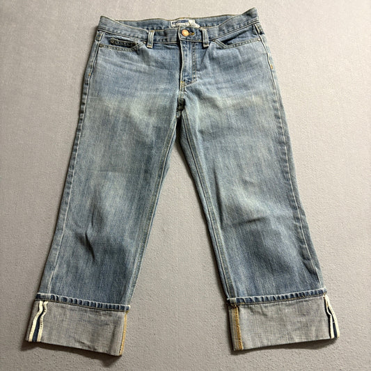 Old Navy Blue Jeans Womens Size 8 Capri Cuffed Crop Denim Low Waist Y2K Blue