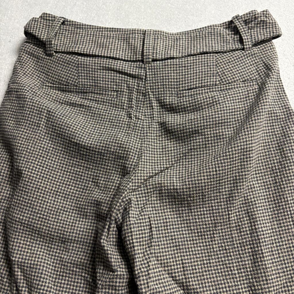 Banana Republic Pants Womens 4 Brown Houndstooth Belted Wide Leg Wool Blend