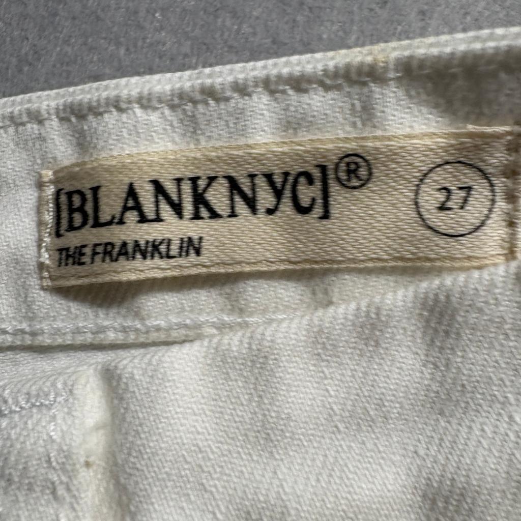 BlankNYC The Franklin Ribcage Wide Leg Jeans Womens 27 Off White Distressed