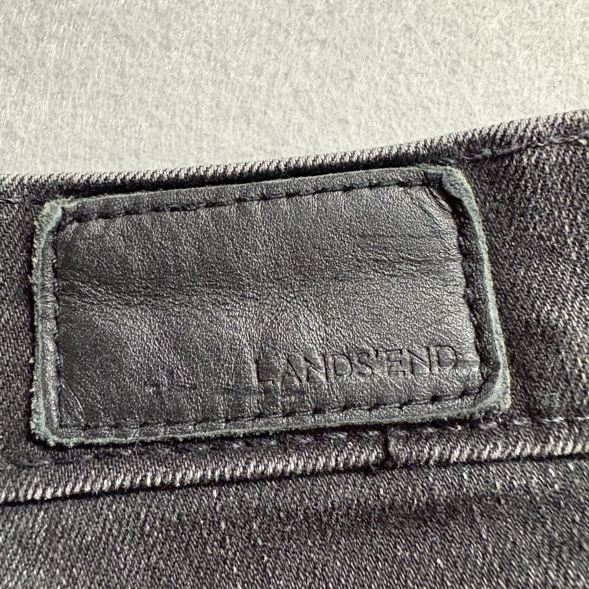 Lands End Womens Black Denim Straight Leg Stretch Jeans Size 10 30 Waist 25