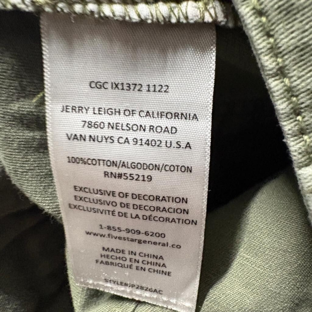 Fivestar General Cargo Jogger Pants Womens 0/24 Olive Green Cotton Utility