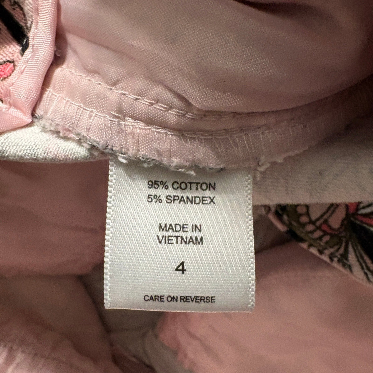New York & Company Paisley Stretch Pants Womens Size 4 Pink Cotton Blend Crop