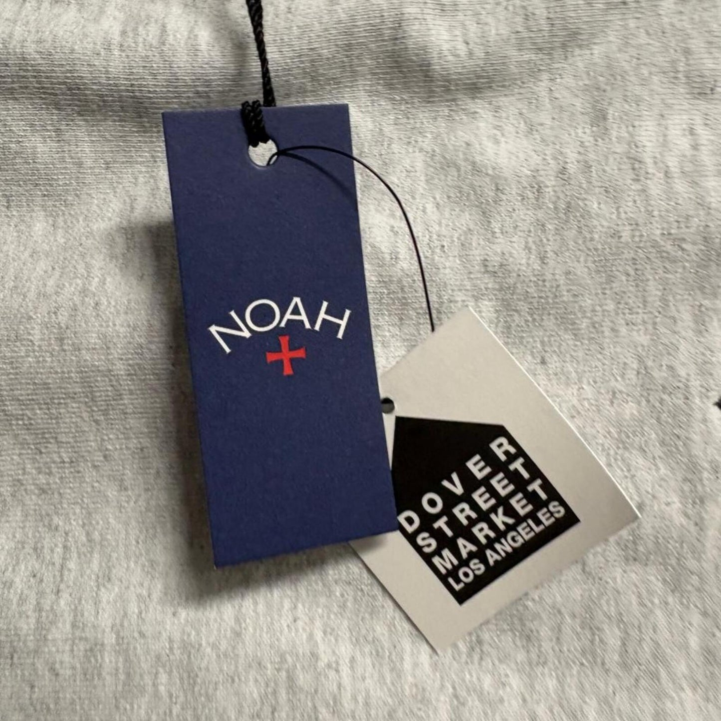 Noah NY Striped Rib Crewneck Sweatshirt Mens Large Ash Heather Grey Dover Street