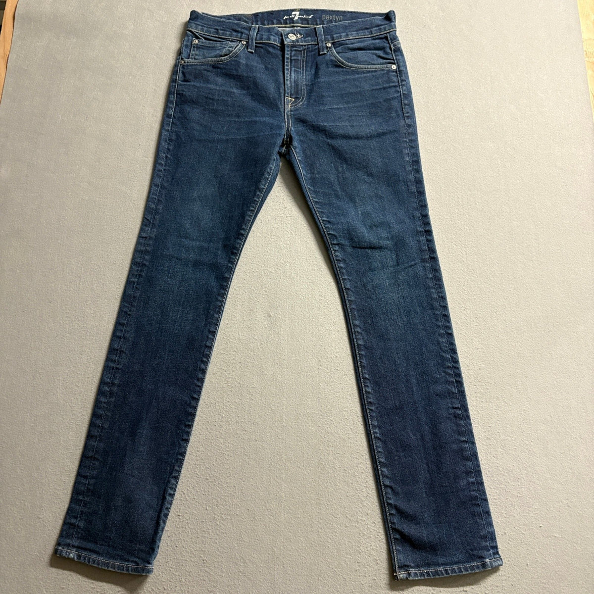 7 For All Mankind Paxtyn Skinny Jeans Mens Size 32x30 Dark Wash Blue Stretch USA