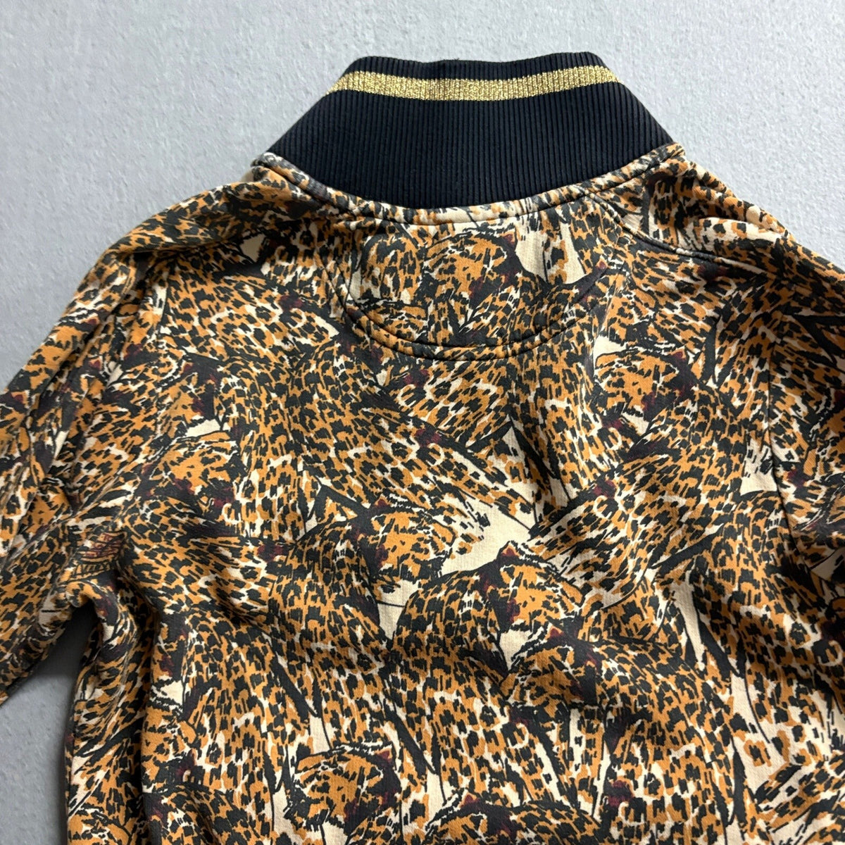 Puma Track Jacket Womens Small Leopard Print Gold Lurex Metallic Trim Full Zip