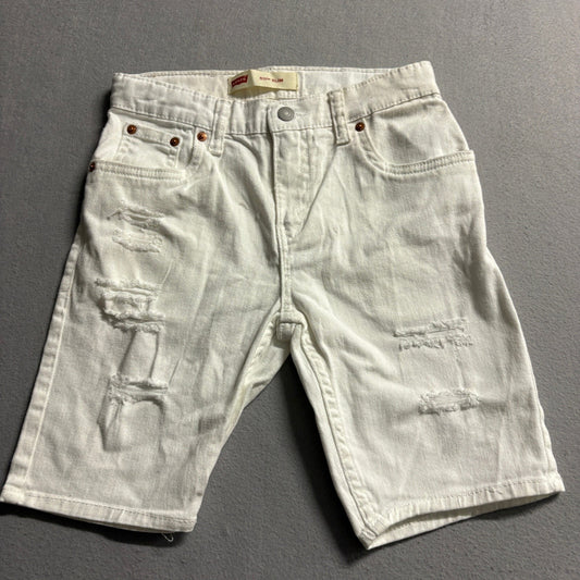 Levi's 511 Slim Boys Denim Shorts Size 12 Reg White Distressed Ripped Jeans