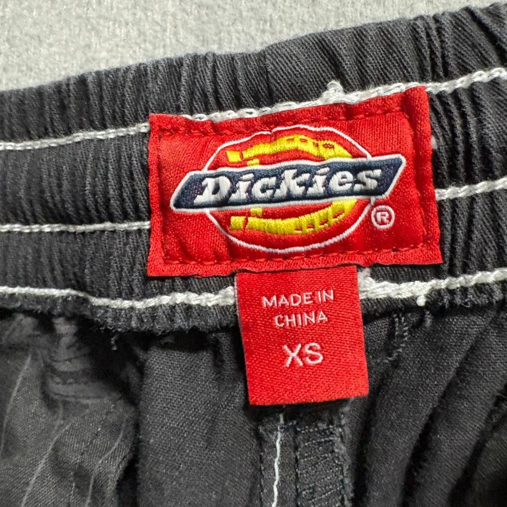 Dickies Girl Cargo Pants Womens XS Black Contrast Stitch Drawstring Utility Y2K