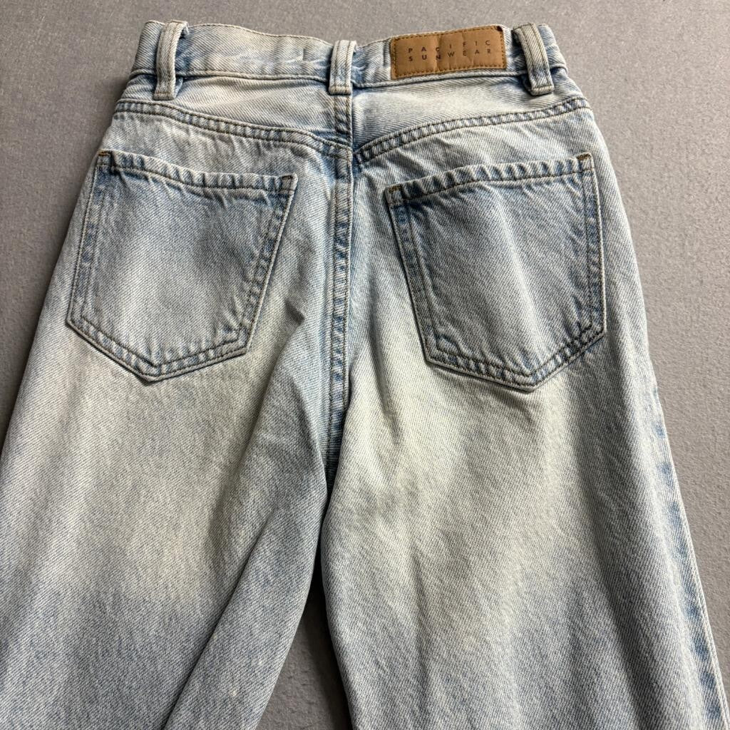 PacSun Womens High Rise Flare Jeans Light Wash Side Slit Denim Size 23