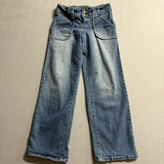 Blue Spice Wide Leg Jeans Womens Size 5 Blue Denim High Rise Stretch Y2K