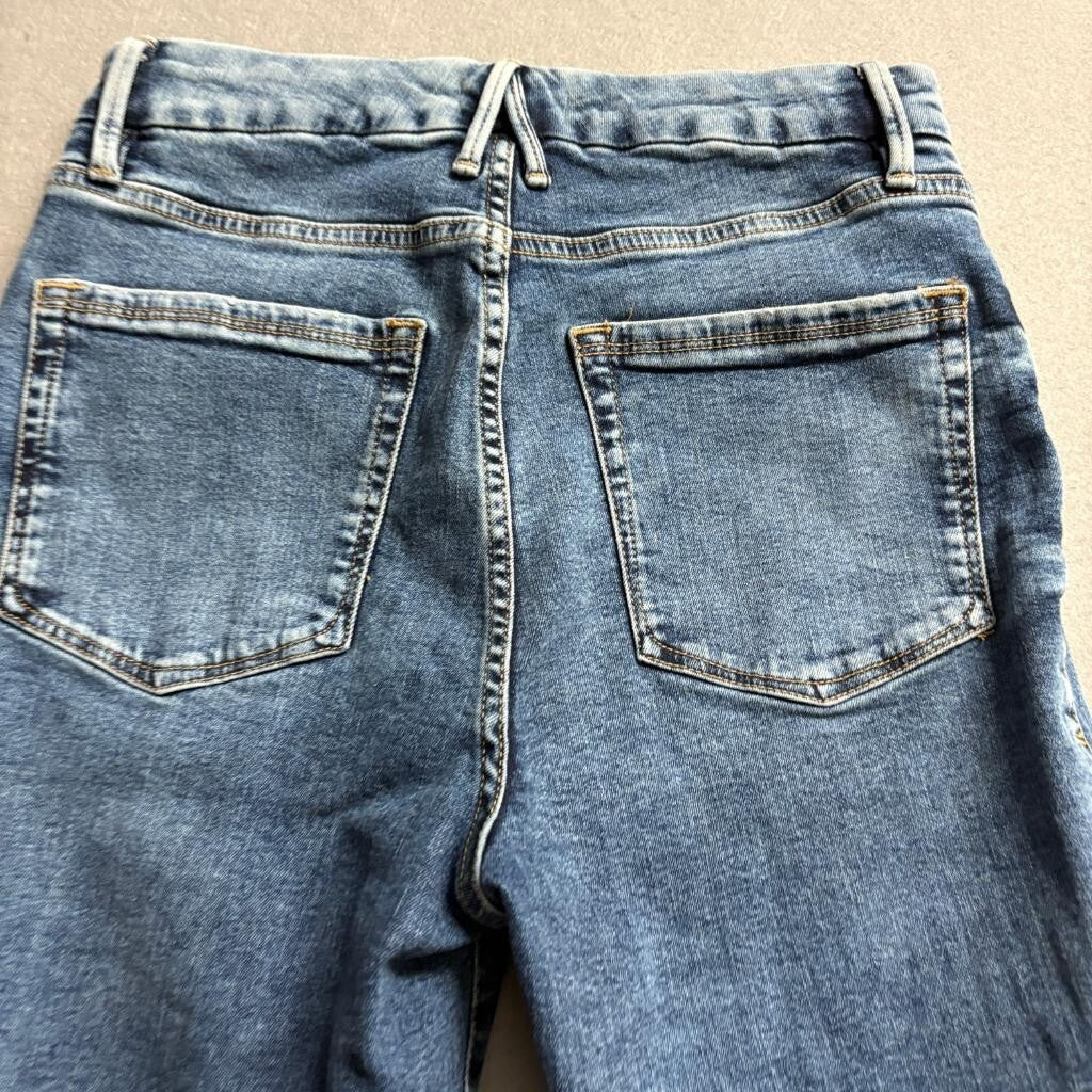 Good American High Rise Skinny Jeans Womens Size 10 30 Blue Denim Raw Hem