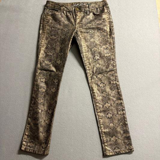 INC International Concepts Metallic Gold Snakeskin Skinny Jeans Womens 12