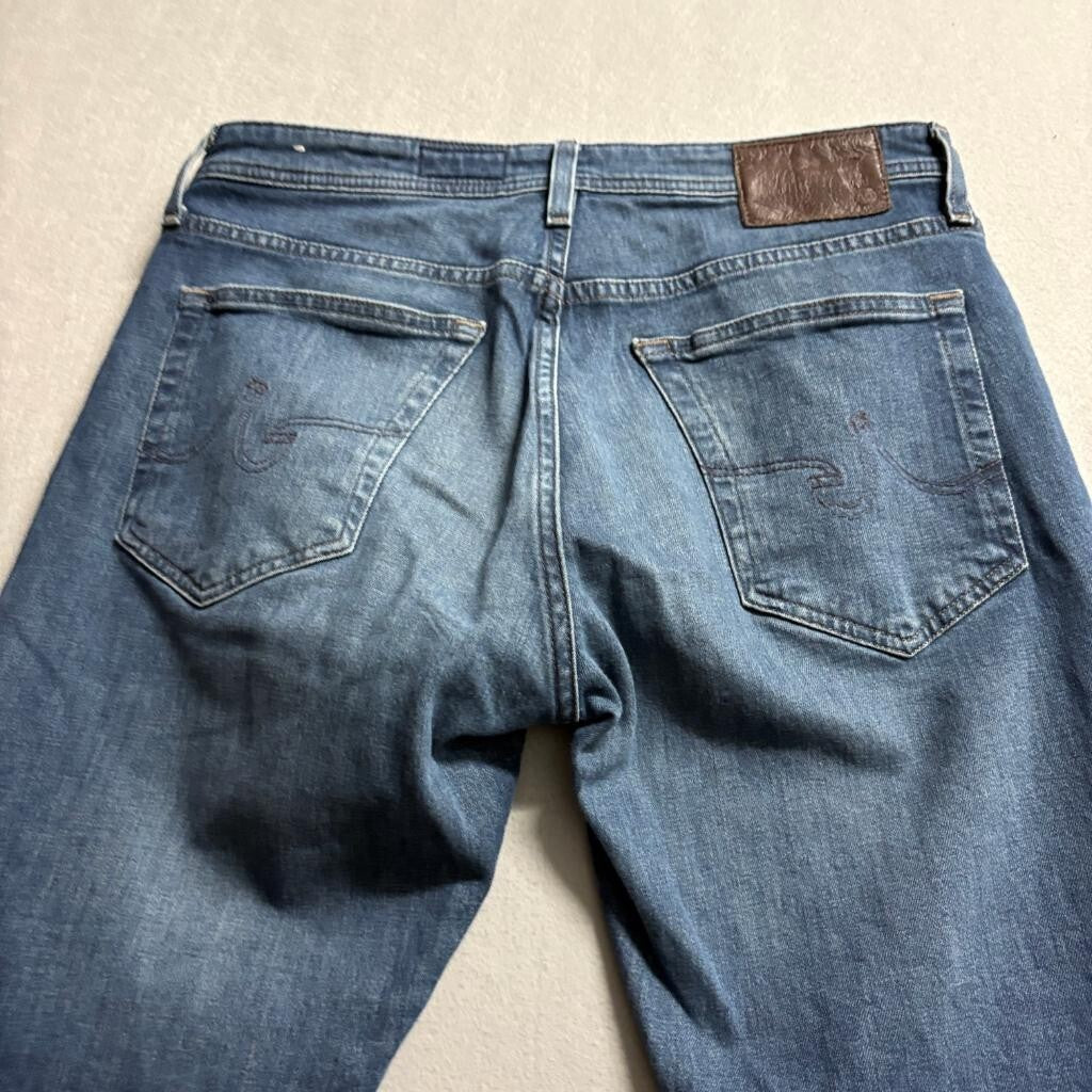 AG Adriano Goldschmied Everett Slim Straight Jeans Mens 33x34 Blue Italian