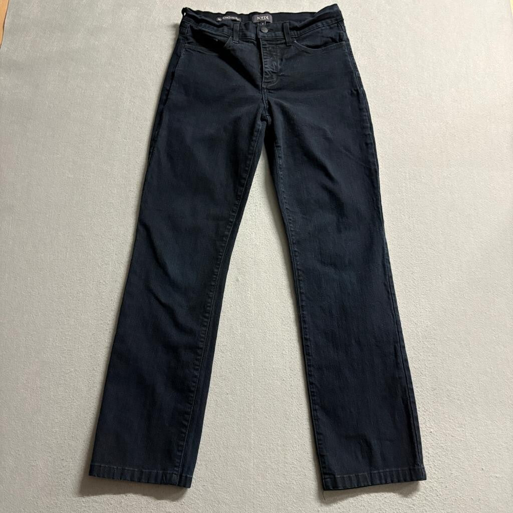 NYDJ Marilyn Straight Leg Jeans Womens Size 4 Black Lift Tuck Denim