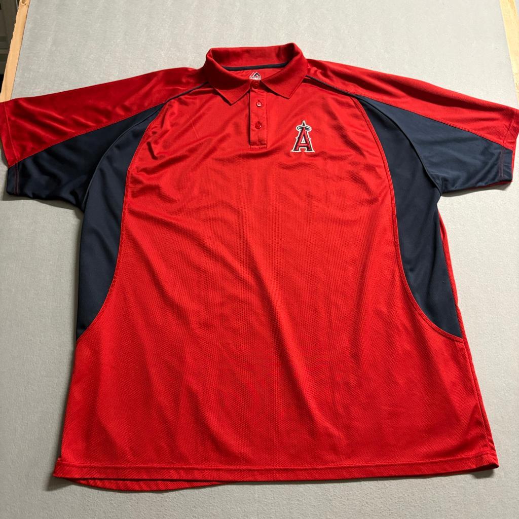 Los Angeles Angels Majestic Polo Shirt Mens 4XT Red Navy Blue MLB Embroidered