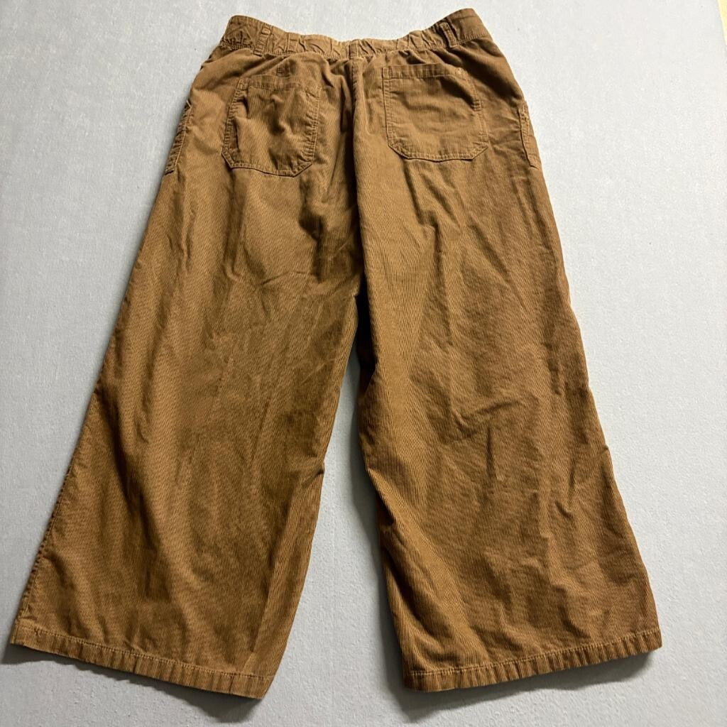 Max Studio London Corduroy Pants Womens 14 Brown Wide Leg Crop Cotton