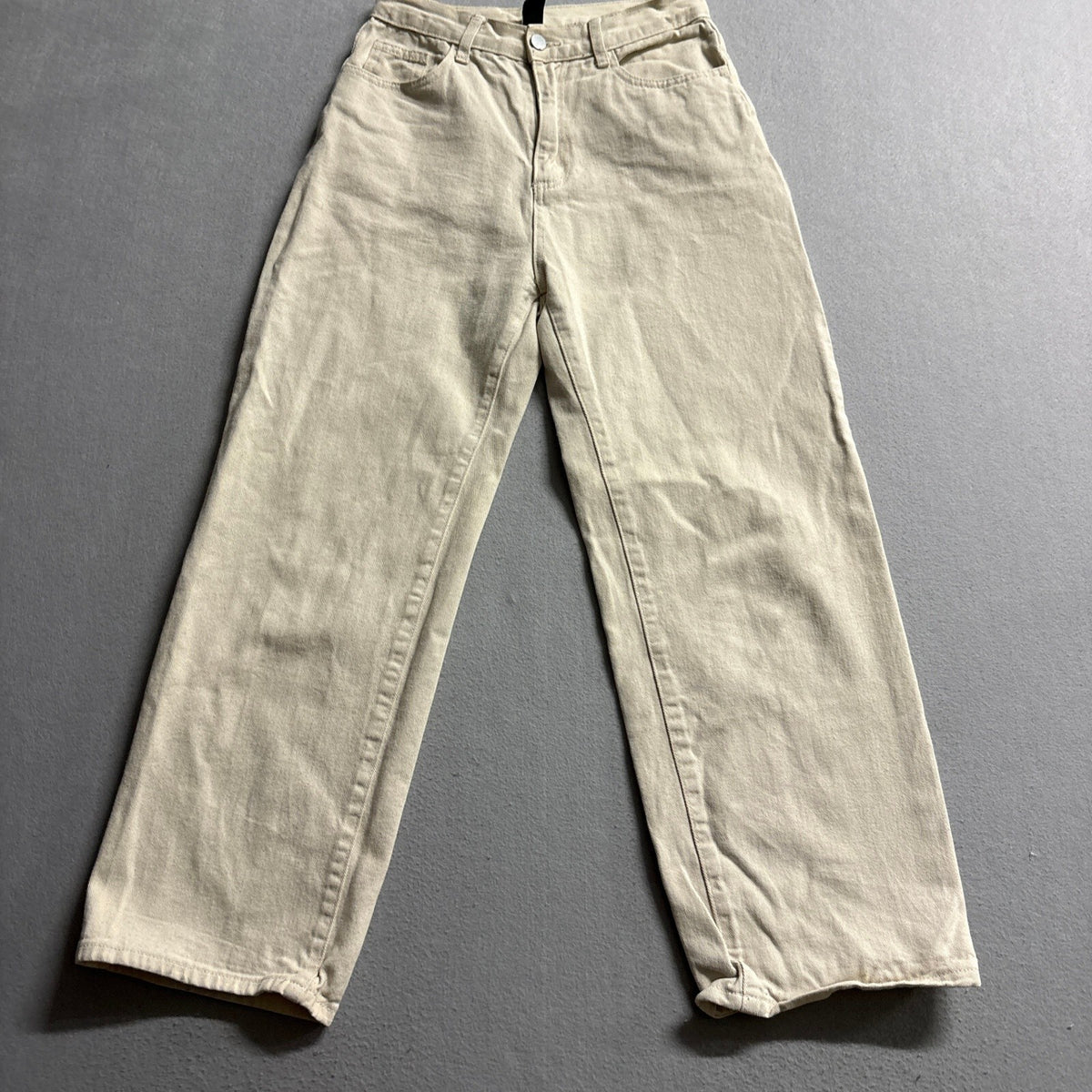 Cider Womens Wide Leg Jeans Beige Tan Denim High Rise Size XS 24 Inseam 23.5