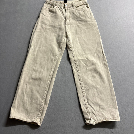 Cider Womens Wide Leg Jeans Beige Tan Denim High Rise Size XS 24 Inseam 23.5