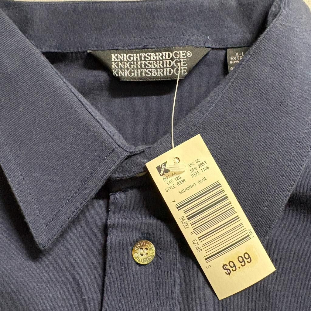 Knightsbridge Polo Shirt Mens XL Midnight Blue Cotton Blend Short Sleeve Pocket