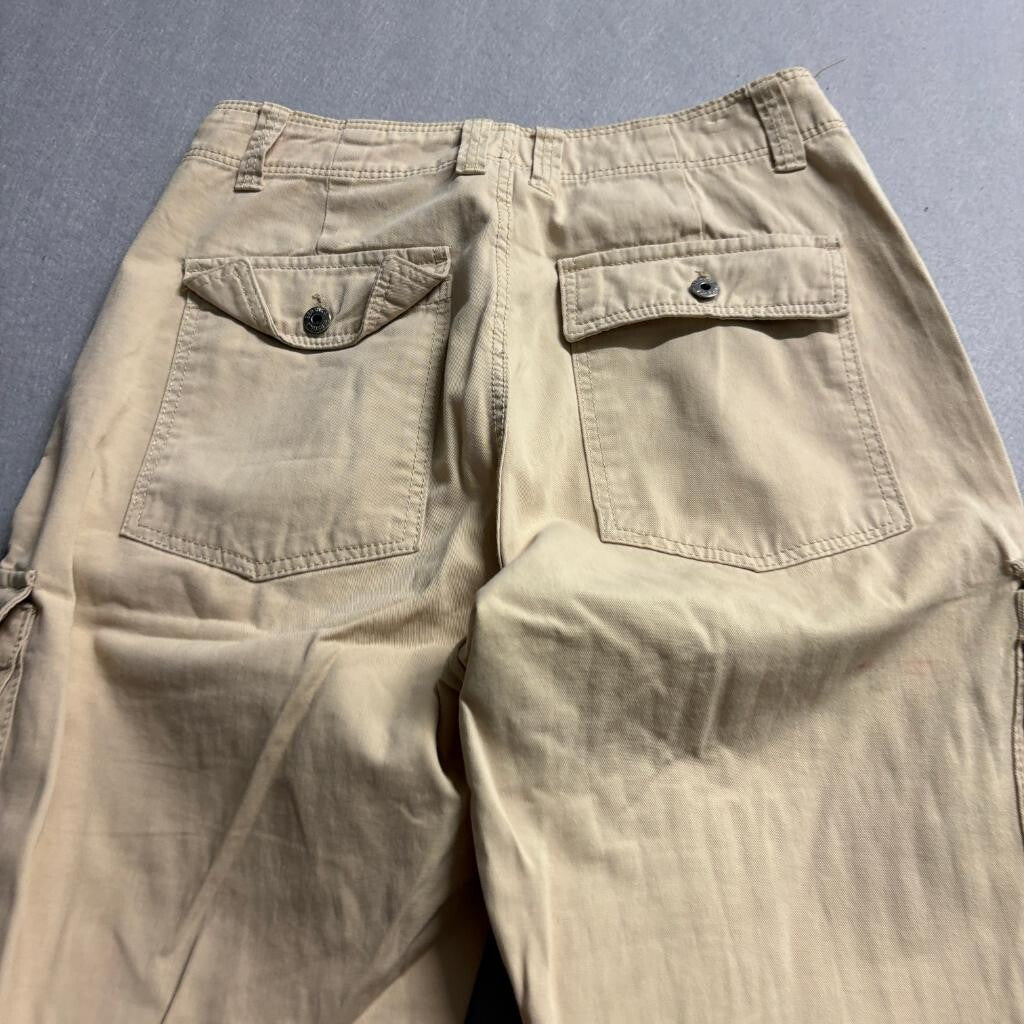 Bershka Cargo Pants Womens Size 6 Beige Medium Rise Straight Leg Utility Y2K