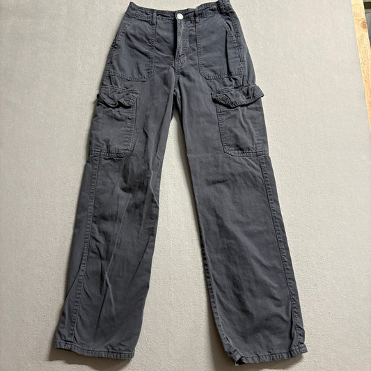 Zara Womens Cargo Pants Size US 2 Dark Gray Charcoal High Rise Wide Leg Straight