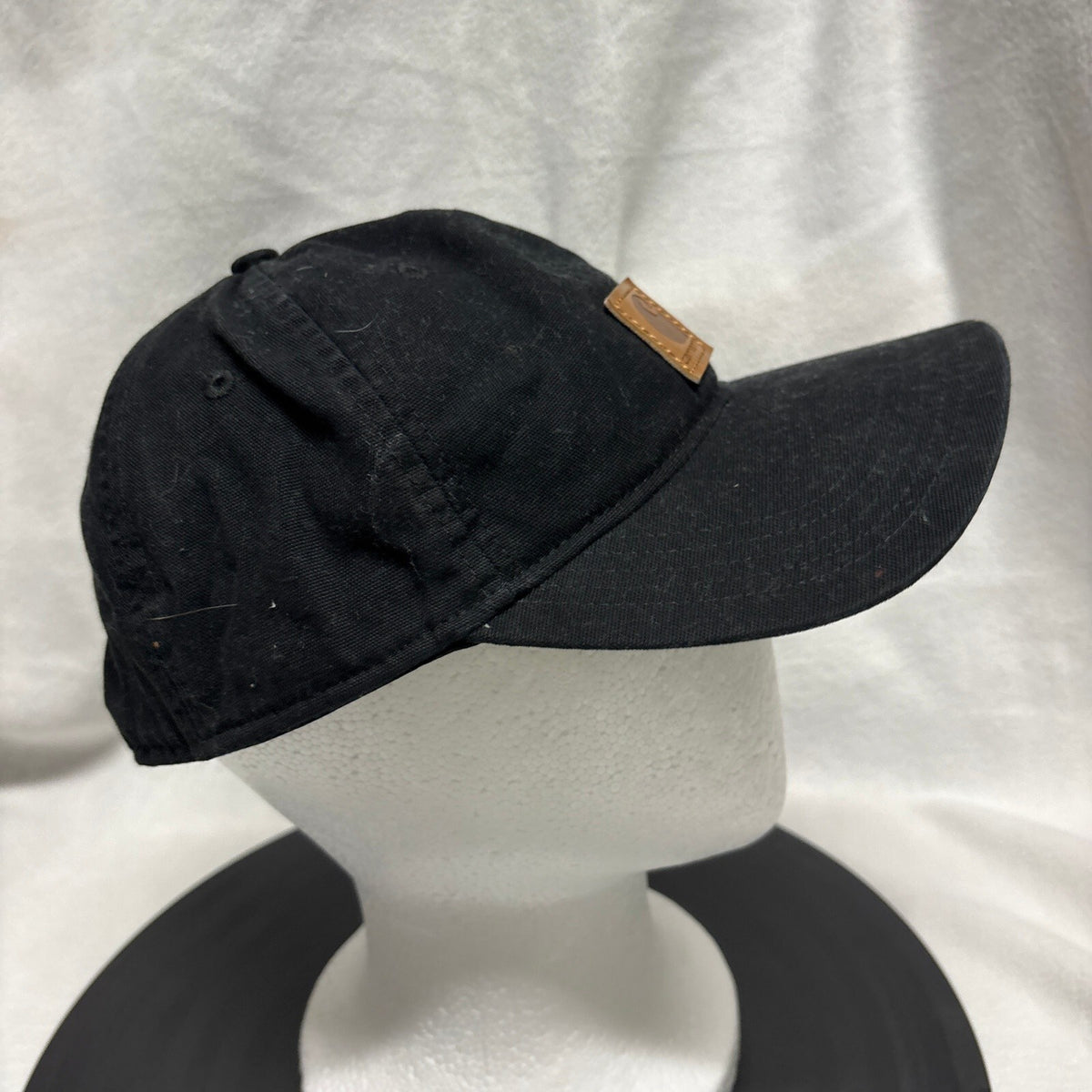Carhartt Mens Black Cotton Canvas Leather Logo Patch Adjustable Baseball Cap Hat - Photo 3
