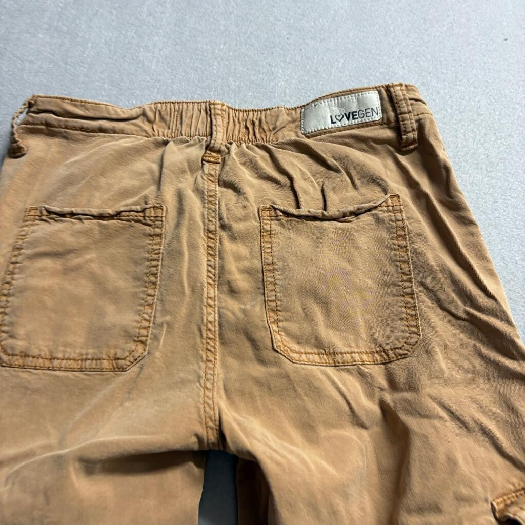 Lovegen Womens Cargo Pants Size 3/27 Brown Tencel Stretch Wide Leg Utility