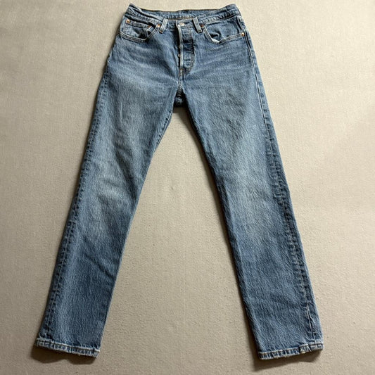 Levis 501 Original Fit Jeans Womens W26 L30 Blue Denim Button Fly Stretch