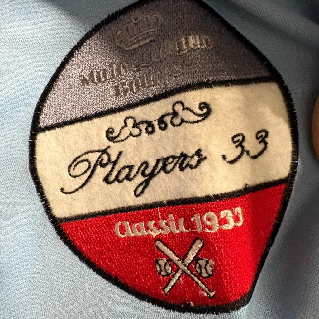 Players Brand Baseball Uniform Set Jersey Shorts Hat XL Sky Blue White 3 Piece