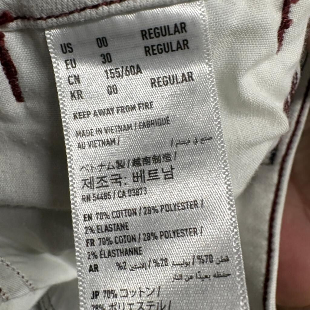 American Eagle Next Level Stretch Skinny Jeans Womens 00 Regular White Red