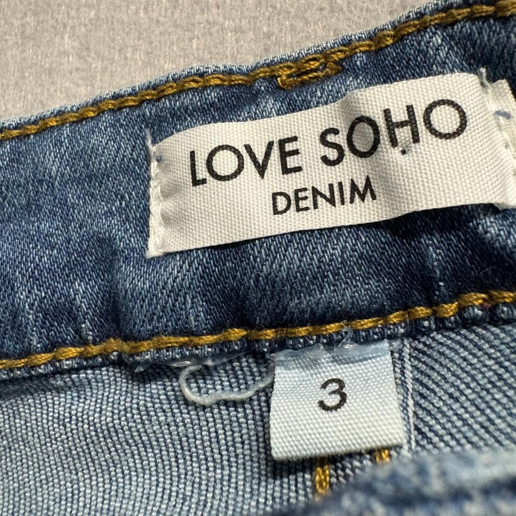 Love Soho Denim Jeans Womens Size 3 Blue Medium Wash Wide Leg Stretch