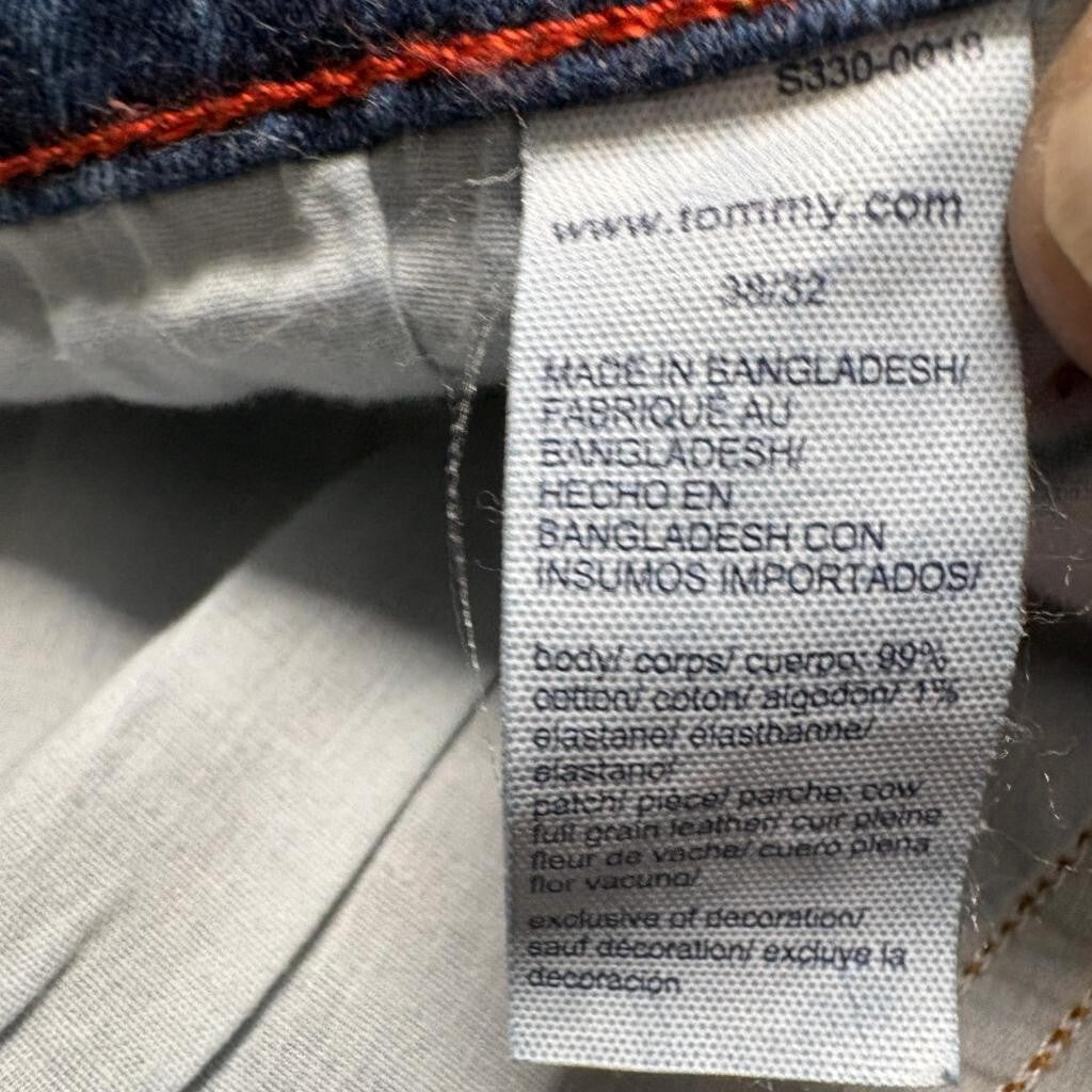 Tommy Hilfiger Jeans Mens 38x32 Blue Denim Straight Leg Stretch Pants