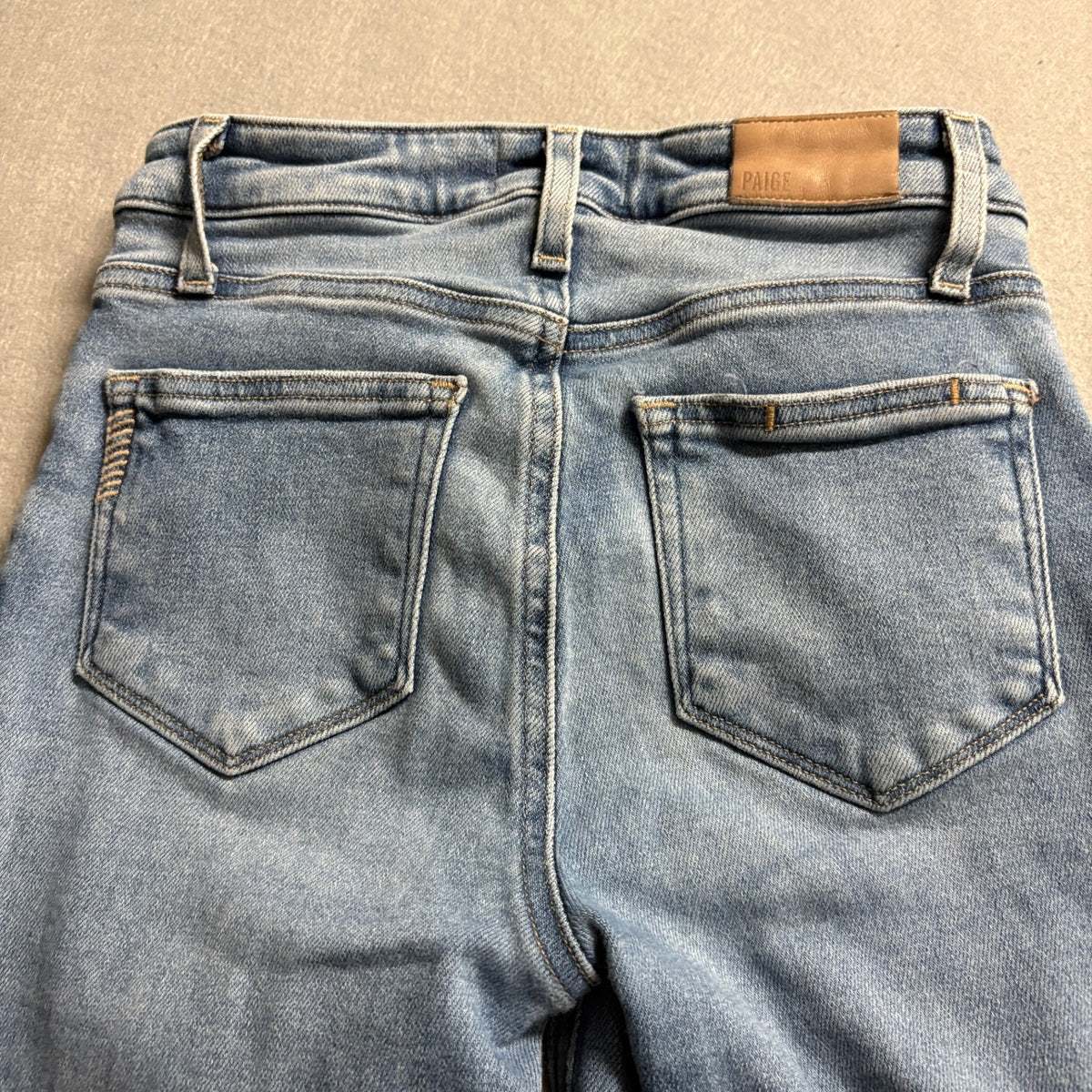 PAIGE Cindy High Rise Straight Leg Jeans Womens Size 25 Blue Denim Raw Hem